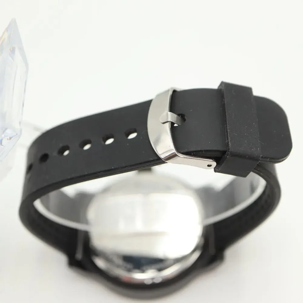 Kenneth Cole Reaction Mens Black Gold Tone Dress Watch 48mm w New Battery